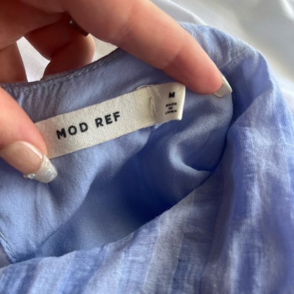 Mod Ref Blue and White Tiered Ruffled Maxi Sundress - Picture 5 of 7